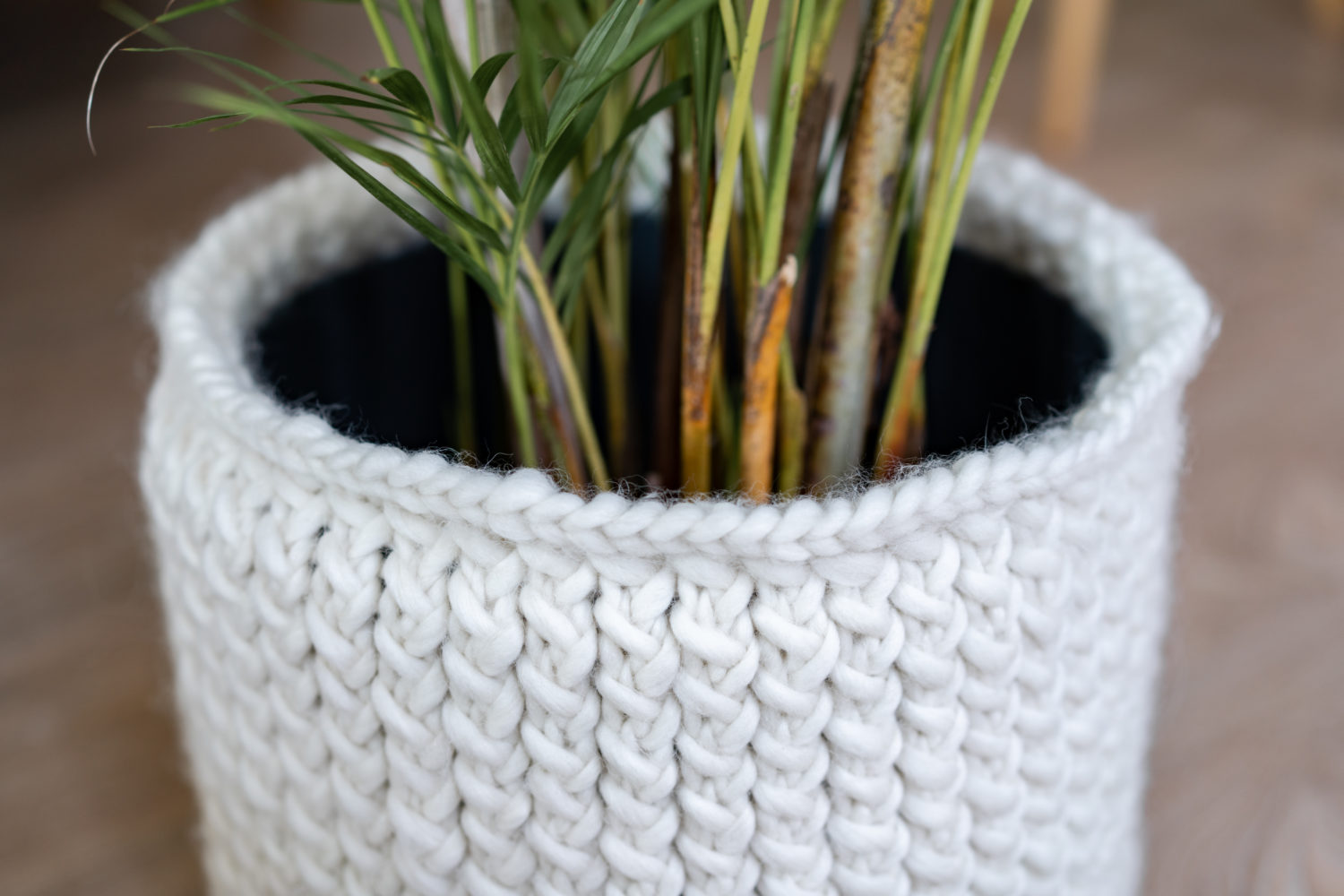 tuto cache pot tricot point croisé