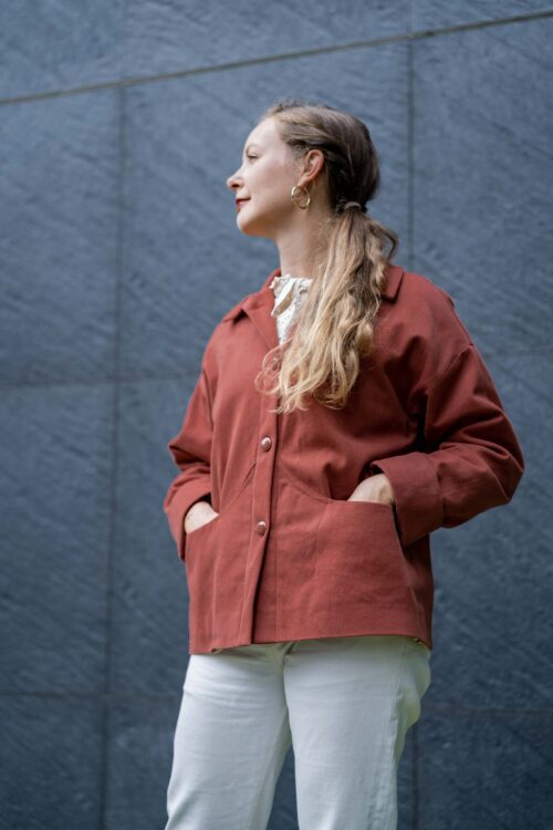 Patron pochette veste femme en lainage classique à coudre