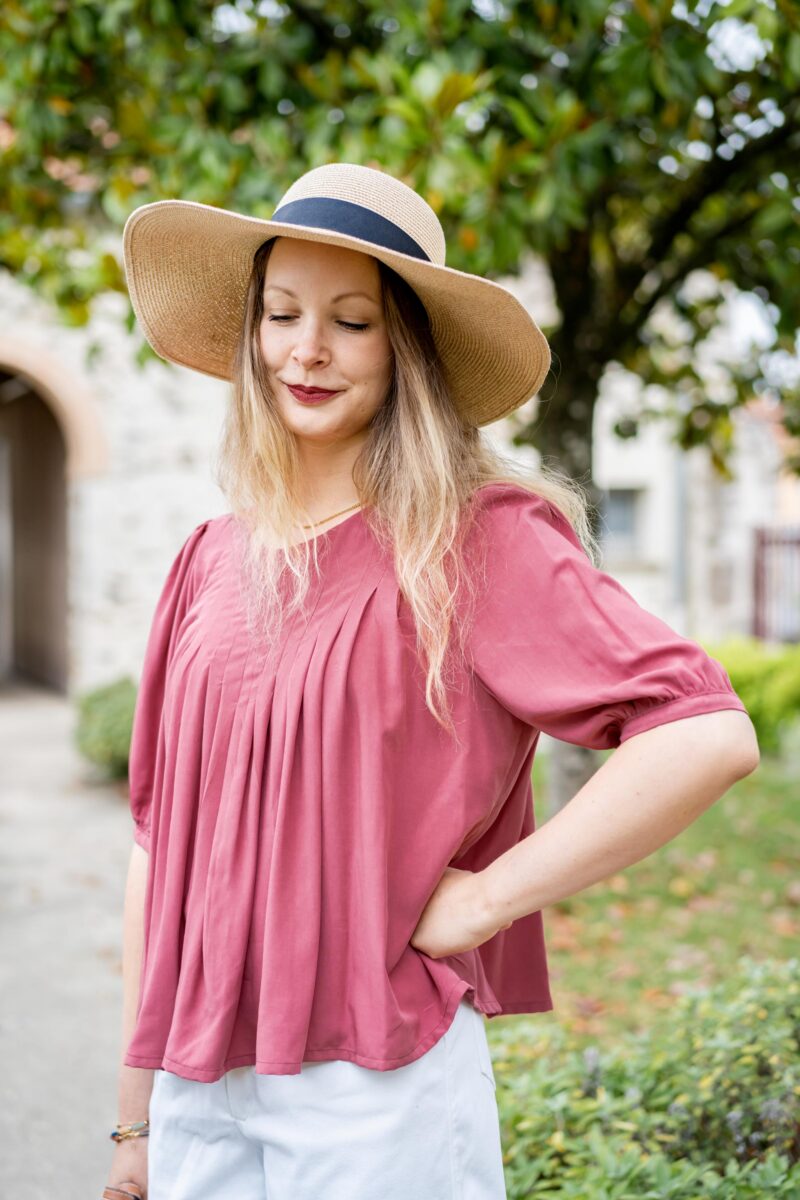 Blouse femme couture avec plis devant, patron PDF