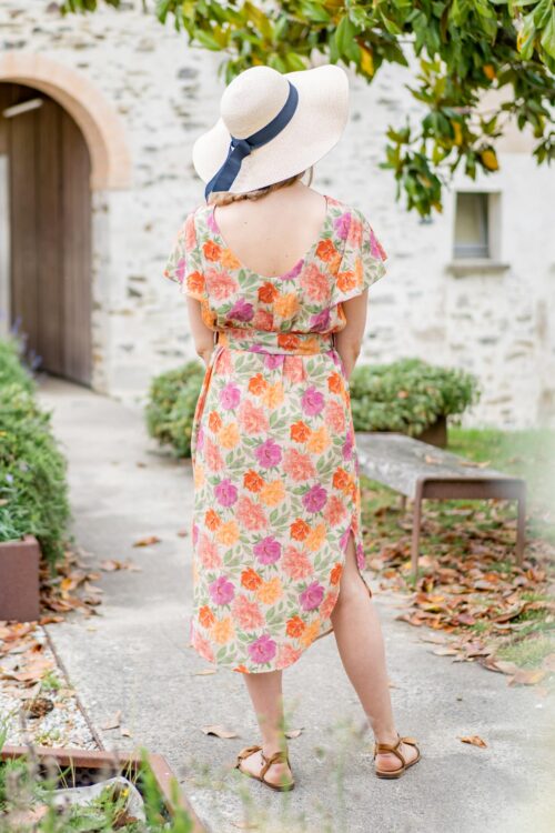 Patron couture robe longue été femme avec décolleté dos